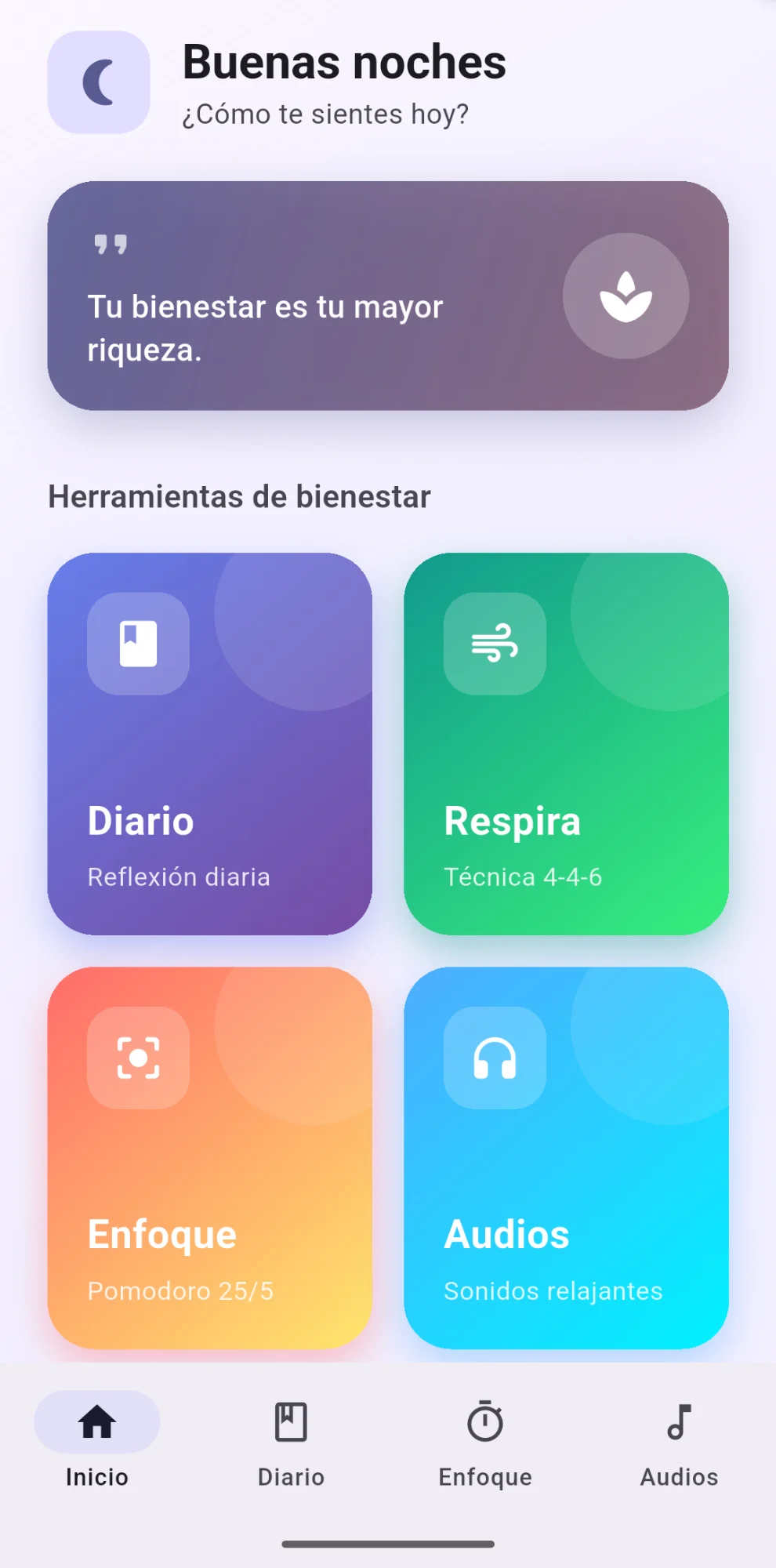 Mi Bienestar - Pantalla principal